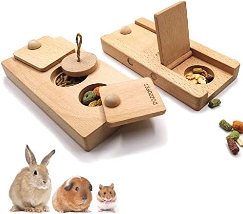 The natural wood toy pack is a great way to keep your rabbit entertained.